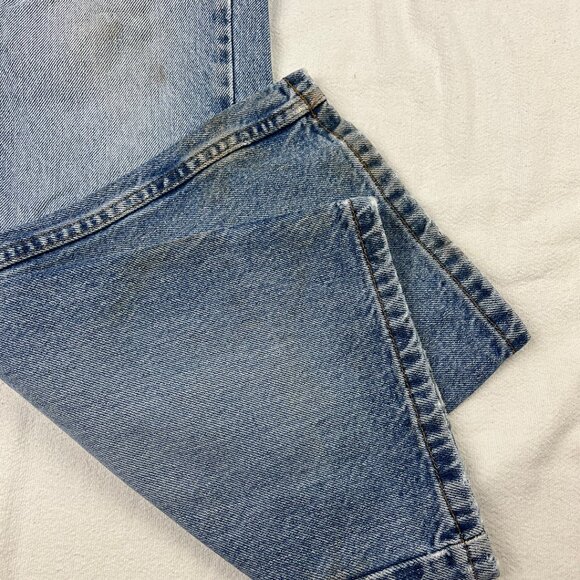 American Eagle Rigid Denim Blue Jeans Size 12 Long Light Wash Distressed Vintage - Picture 10 of 16